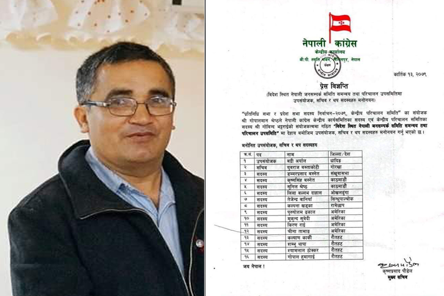 कांग्रेसले बनायो नेपाली जनसम्पर्क समन्वय तथा परिचालन उपसमिति