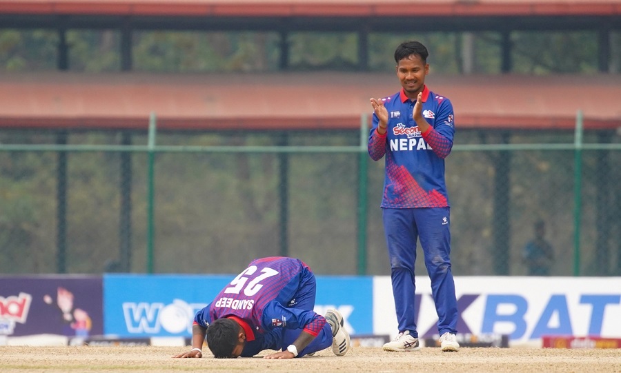 Sandeep lamichhane   nepal vs oman cricket 21