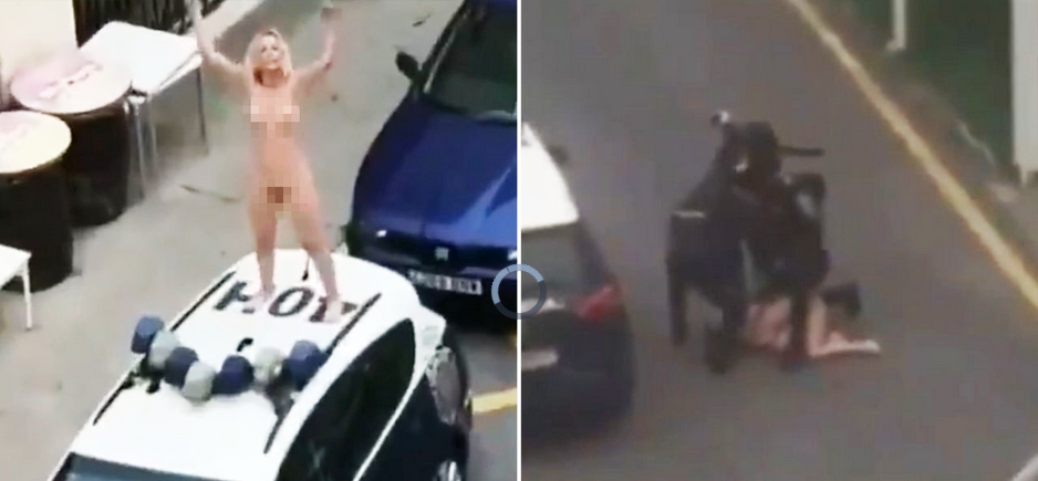 नग्न महिलाले लकडाउन तोड्न पुलिसको कारमा चढेपछि ...(भिडियोसहित)